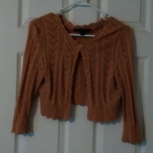 Express cropped tan cardigan